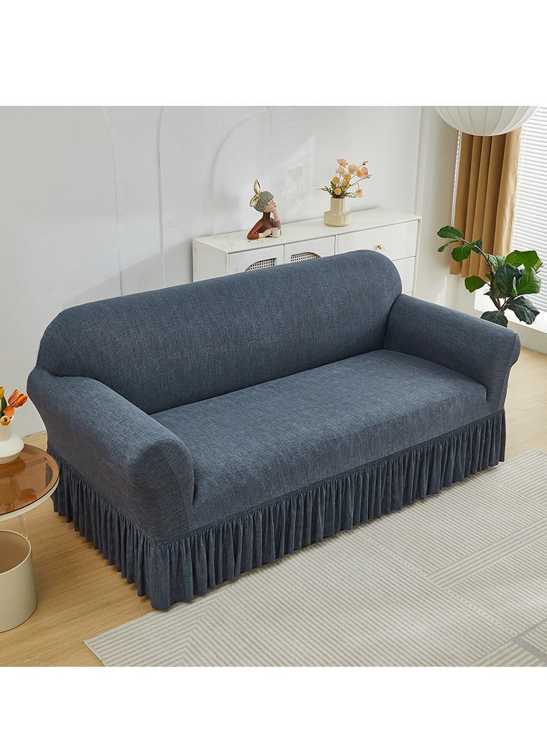 DUNISO Sofa cover, elastic sofa protective cover, anti slip furniture cover, anti fouling and wear resistant,skirt design， suitable for all seasons, three seats, 190 to 230 cm，grey - Image 4