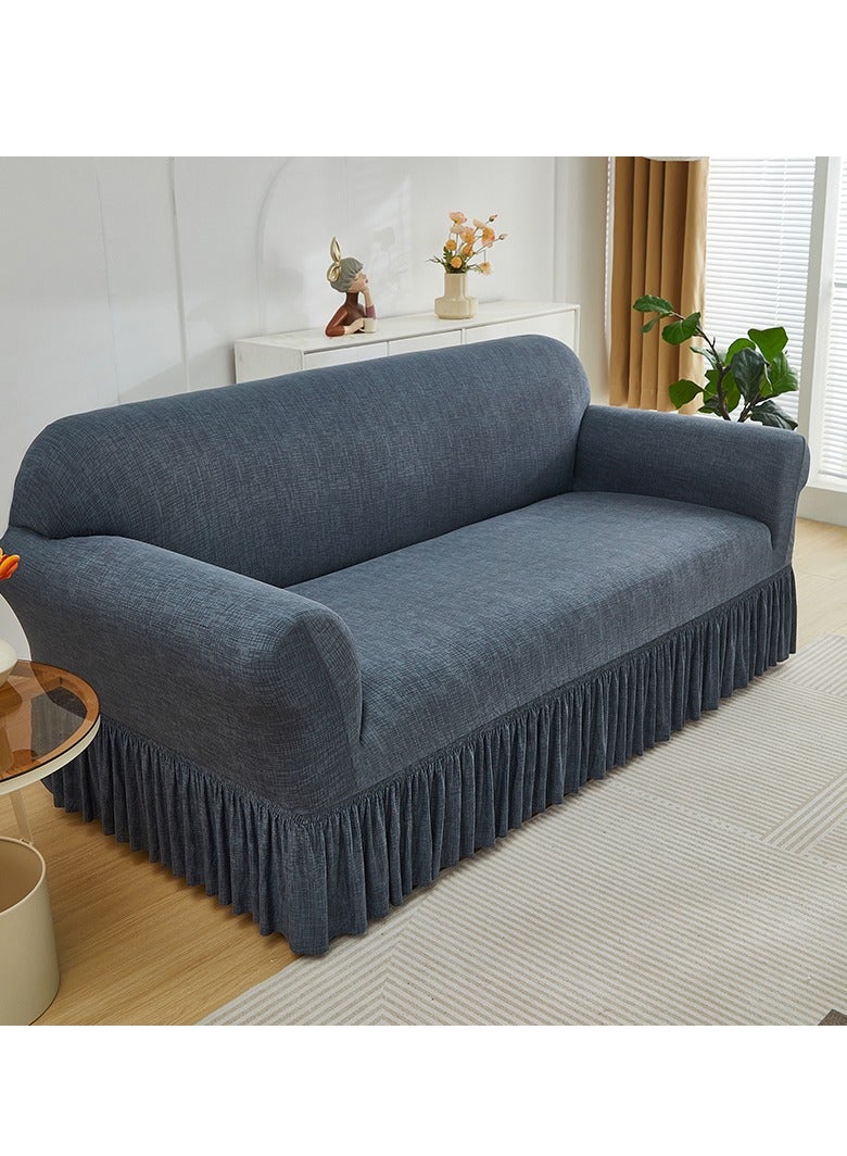DUNISO Sofa cover, elastic sofa protective cover, anti slip furniture cover, anti fouling and wear resistant,skirt design， suitable for all seasons, three seats, 190 to 230 cm，grey - Image 5