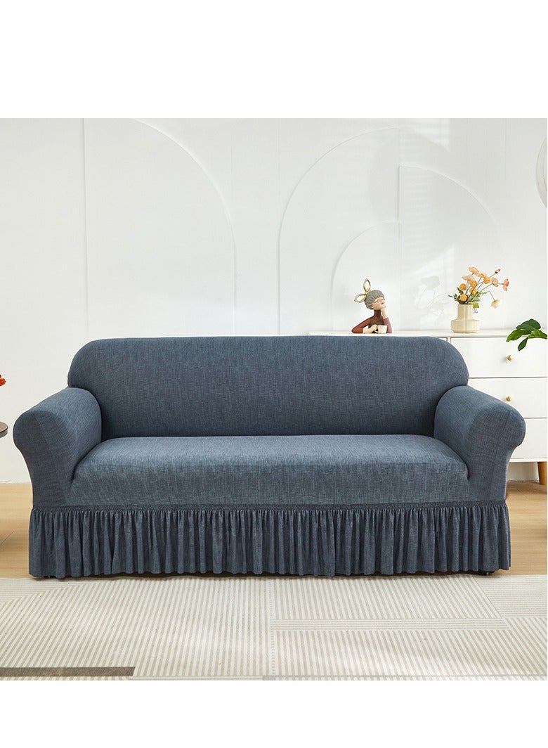 DUNISO Sofa cover, elastic sofa protective cover, anti slip furniture cover, anti fouling and wear resistant,skirt design， suitable for all seasons, three seats, 190 to 230 cm，grey - Image 1