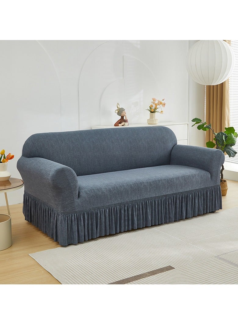 DUNISO Sofa cover, elastic sofa protective cover, anti slip furniture cover, anti fouling and wear resistant,skirt design， suitable for all seasons, three seats, 190 to 230 cm，grey - Image 3
