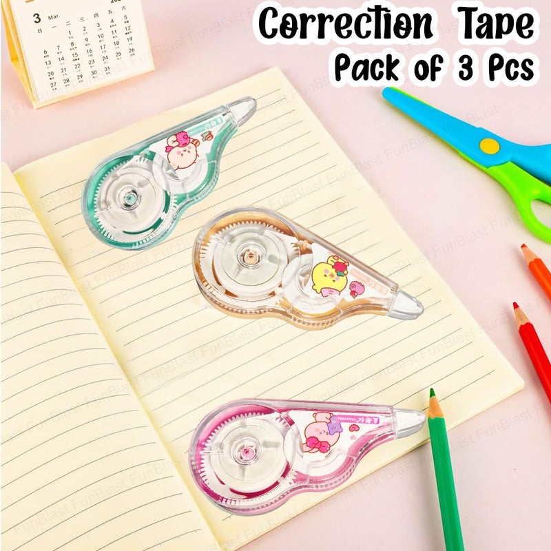 FunBlast Correction Tape - Pack of 3 Pcs Correction Tape 5MX 5 MM for Journal, Correction Pen, Whitener for Correction, Stationery Items for School & Office, Correction Pen Tape - Image 5