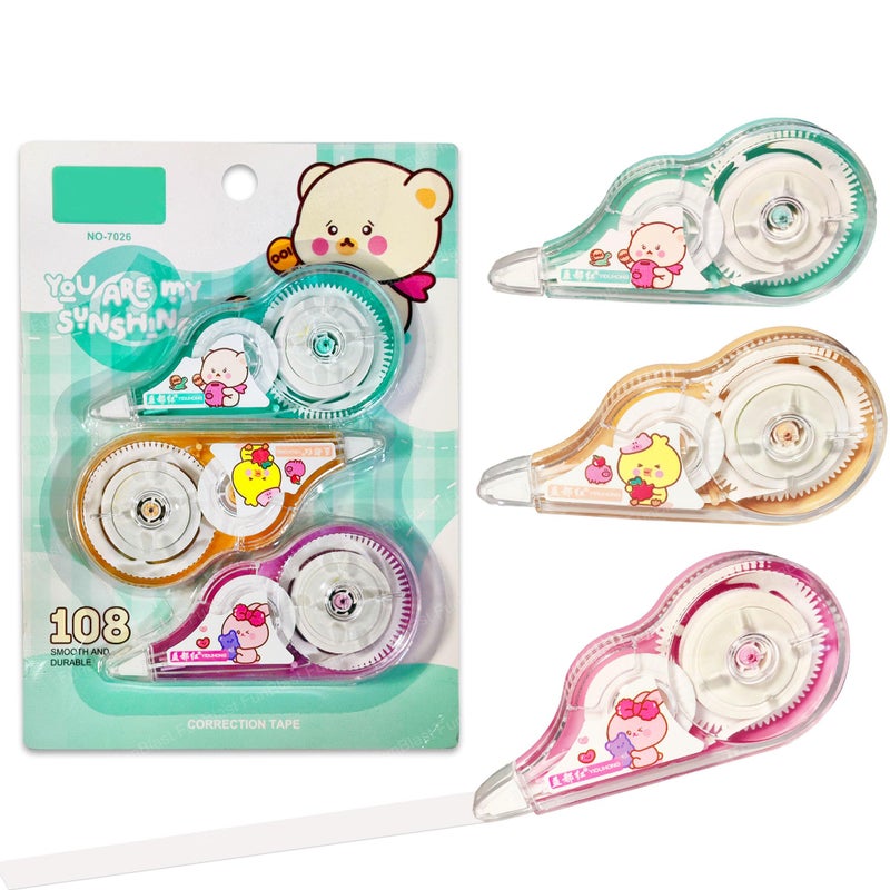 FunBlast Correction Tape - Pack of 3 Pcs Correction Tape 5MX 5 MM for Journal, Correction Pen, Whitener for Correction, Stationery Items for School & Office, Correction Pen Tape - Image 1