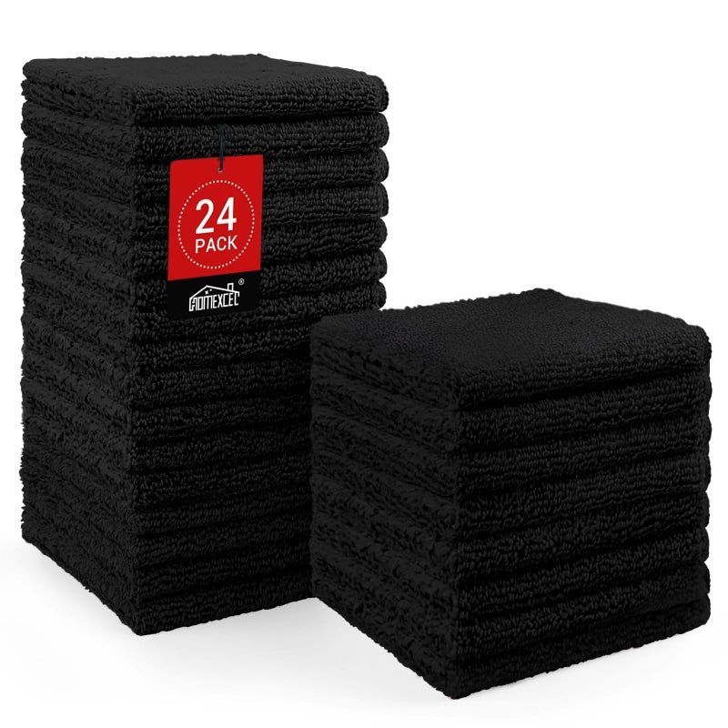 HOMEXCEL Microfiber Washcloths 24 Pack, Highly Absorbent and Soft Face Towel, Multi-Purpose Wash Cloths for Bathroom, Hotel, Spa, Gym, and Kitchen, 12x12 Inch - Image 1