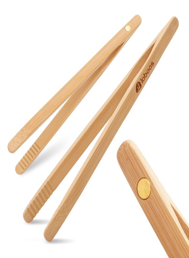 laboos Magnetic Classic Bamboo Toast Tongs - Wood Cooking Tong,Ideal for Toaster,Fruits, Bread & Pickles, Kitchen Utensil for Cheese Bacon Muffin Fruits Bread - 8" Long | Set of 2 - Image 1
