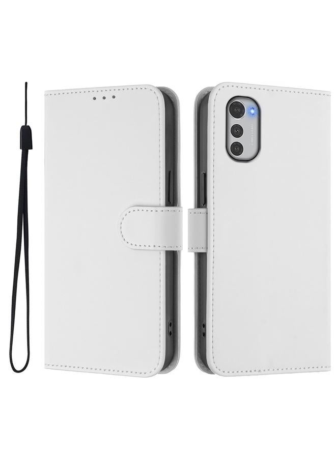 اس-توب جراب لهاتف Motorola Moto E32 4G Global Skin Feel جراب هاتف من الجلد بلون سادة مع حبل تعليق - Image 2