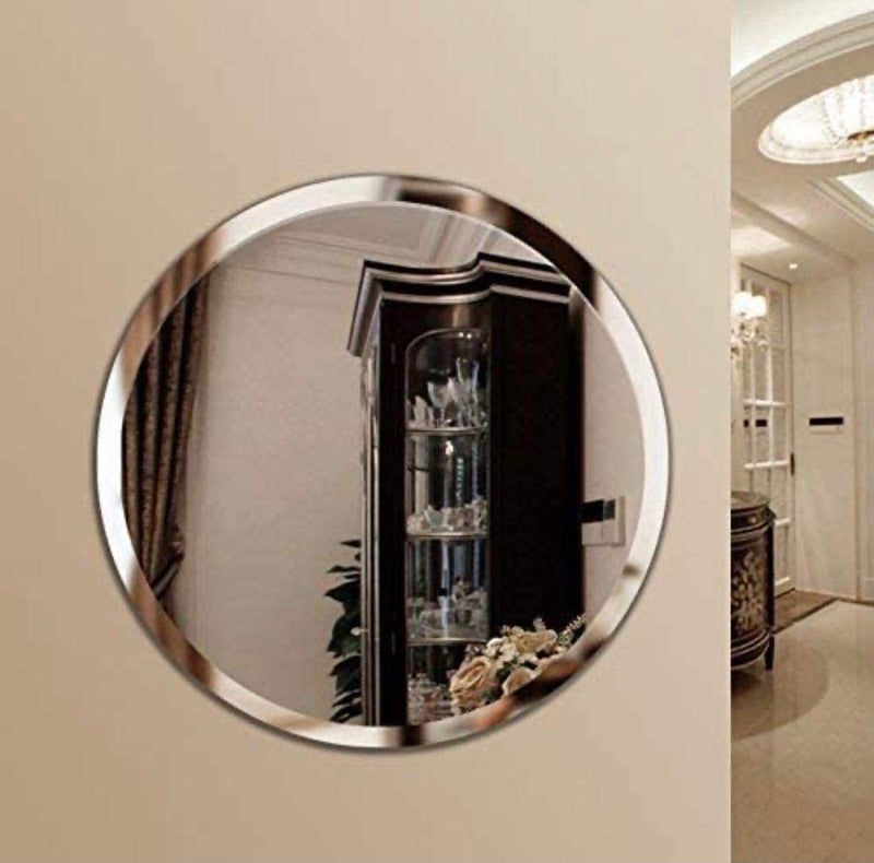 SEVEN HORSES Round Wall Mirror Size Round 12 Inch Unframed White - Image 1