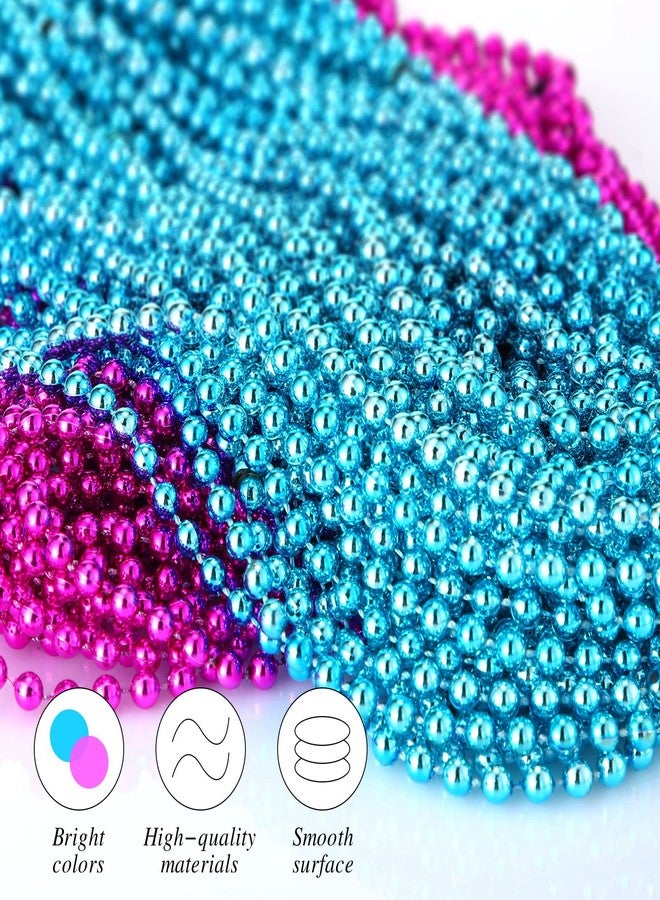 Junkin 100 Pieces 100 Pieces Baby Gender Reveal Beads Supplies 5mm Mardi Gras Beads Necklace, Baby Pink and Blue Gender Reveal Pearl for Babies Shower Announcement Party - Image 2