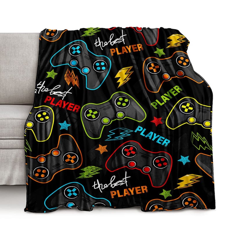 lirs Bedding Gaming Throw Blanket 60 x 50 Super Soft Fleece Gamer Gift for Couch Sofa for for Kids Boys Teens Video Game MTA11 60x50