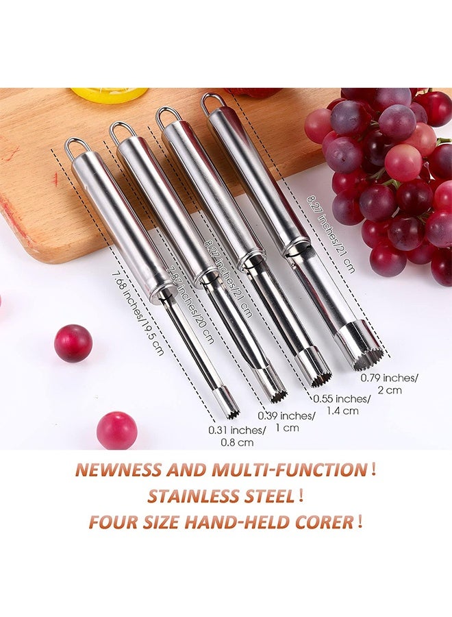 4 Pieces Multi Function Fruit Corer and Pitter Remover Set Stainless Steel Pear Corer Pitter 4 Sizes for Home Kitchen, Pear, Cherry, Jujube and Red Date - Image 2