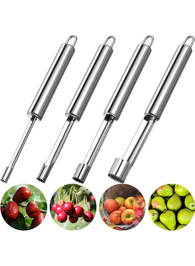 4 Pieces Multi Function Fruit Corer and Pitter Remover Set Stainless Steel Pear Corer Pitter 4 Sizes for Home Kitchen, Pear, Cherry, Jujube and Red Date - Image 1