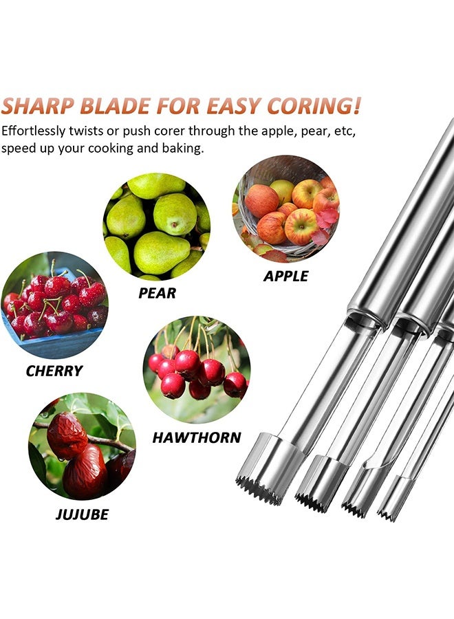 4 Pieces Multi Function Fruit Corer and Pitter Remover Set Stainless Steel Pear Corer Pitter 4 Sizes for Home Kitchen, Pear, Cherry, Jujube and Red Date - Image 5