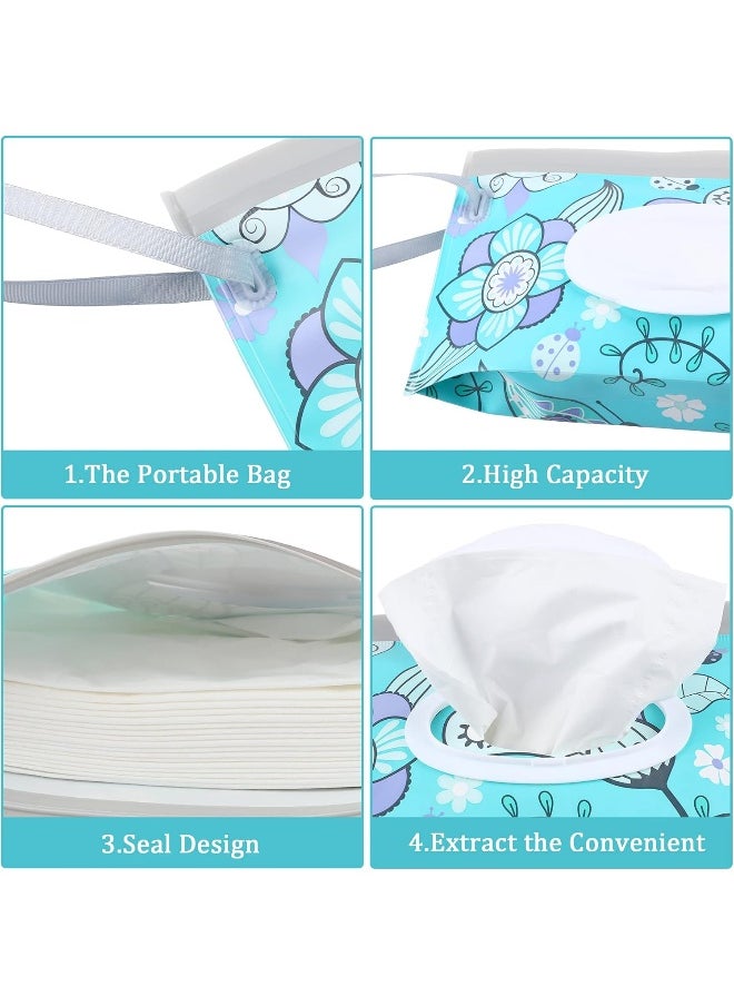 FEBSNOW FEBSNOW 2 Pack Baby Wipe Dispenser, Reusable Portable Wipe Holder, Baby Wipes Container, Travel Baby Wipes, Refillable Wet Wipe Pouch (Floral)  - Image 3
