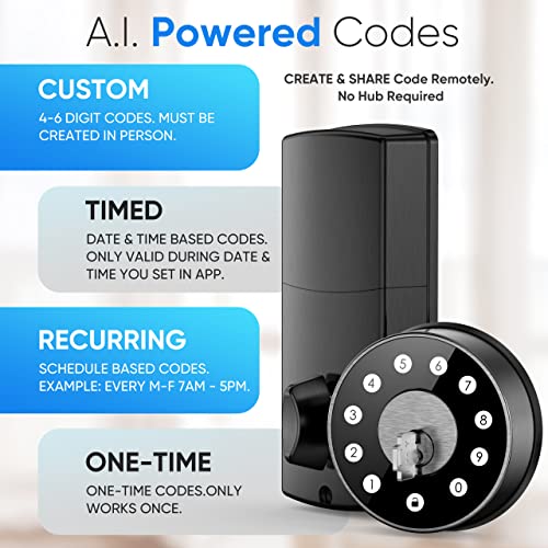 Sifely Keyless Deadbolt Smart Door Lock: Sifely Digital Keyless Entry Door Lock for Front Door, Code & Fob Access, App Control, Auto Lock, Easy to Install (Black) - Image 4