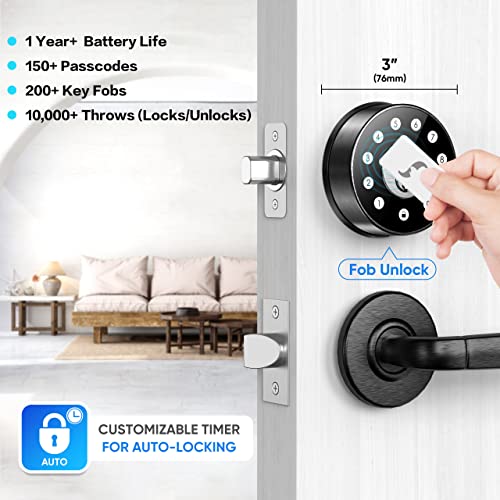Sifely Keyless Deadbolt Smart Door Lock: Sifely Digital Keyless Entry Door Lock for Front Door, Code & Fob Access, App Control, Auto Lock, Easy to Install (Black) - Image 3