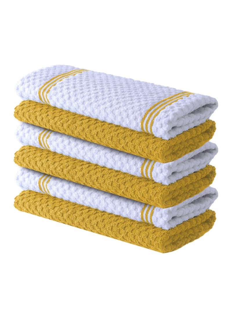Infinitee Xclusives Infinitee Xclusives Premium Kitchen Towels - Pack of 6, 100% Cotton 40cm x 70cm Absorbent Dish Towels - 425 GSM Tea Towel, Terry Kitchen Dishcloth Towels- Yellow Dish Cloth for Household Cleaning  - Image 1