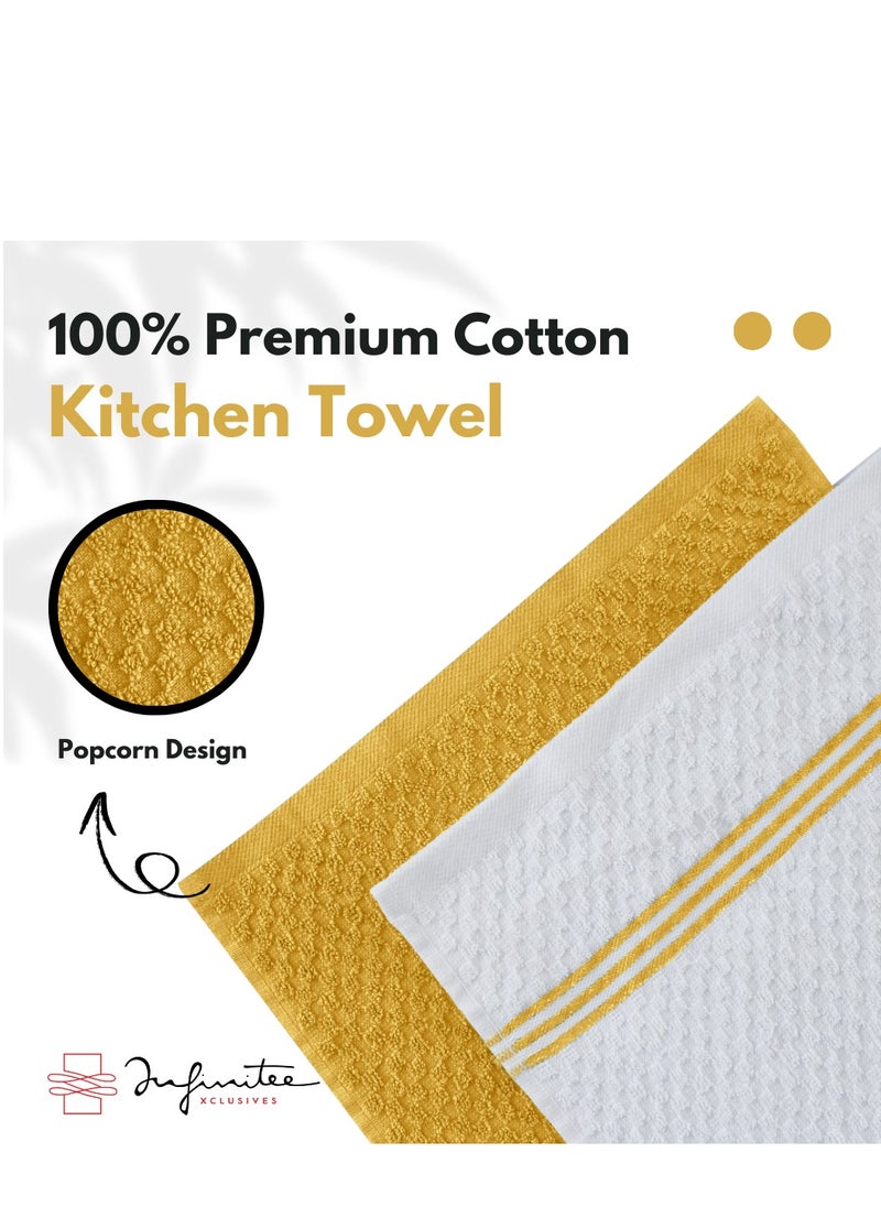 Infinitee Xclusives Infinitee Xclusives Premium Kitchen Towels - Pack of 6, 100% Cotton 40cm x 70cm Absorbent Dish Towels - 425 GSM Tea Towel, Terry Kitchen Dishcloth Towels- Yellow Dish Cloth for Household Cleaning  - Image 4