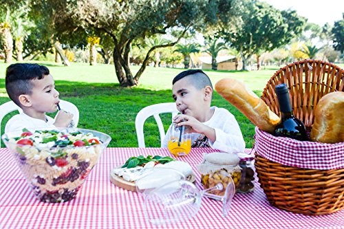 TopTableCloth Tablecloth for Camping Picnic Red & White Checkered 6 Foot 30" x 72" Table Cover Elastic Corner Plastic Vinyl Flannel Waterproof Fitted Rectangular for Folding Table - Image 5