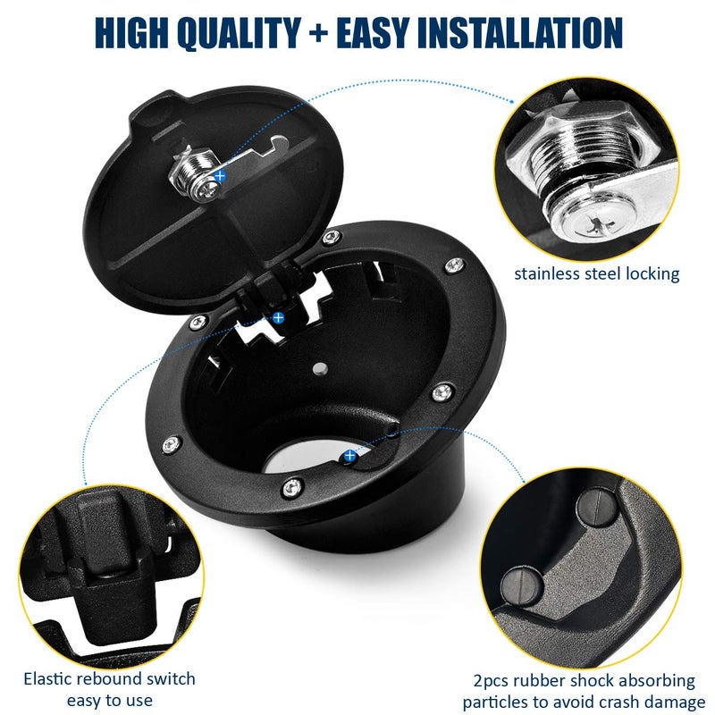 Aukmak Fuel Filler Door Locking Gas Tank Cap Cover for Jeep Wrangler Accessories 2007-2018 JK Unlimited Rubicon Sahara - Image 3