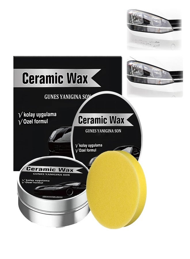 EOIRULA 2PCS Titanium Ceramic Wax Cream, Strong Protection Car Coating Polishing Wax, Auto Car Scratch Repair Remover Paste, Polish Vehicle Paint Care, Lasting Protection Mild Formula Polish With Sponge - Image 1