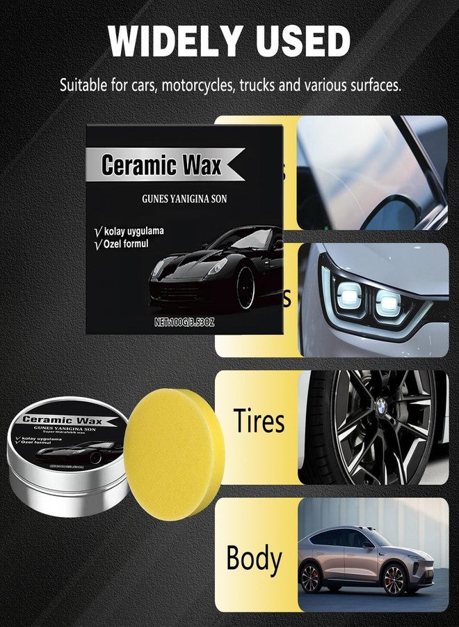 EOIRULA 2PCS Titanium Ceramic Wax Cream, Strong Protection Car Coating Polishing Wax, Auto Car Scratch Repair Remover Paste, Polish Vehicle Paint Care, Lasting Protection Mild Formula Polish With Sponge - Image 5