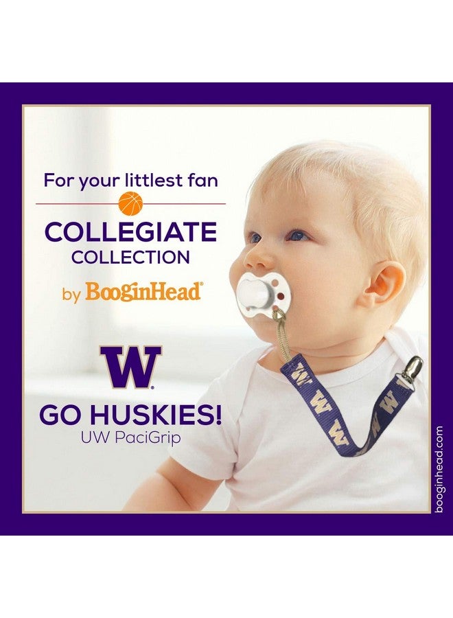 BooginHead BooginHead Baby Newborn PaciGrip Pacifier Clip, Holder, Toy, Teether, Soothie, Universal Loop, Officially Licensed Collegiate University of Washington, UW - Image 3