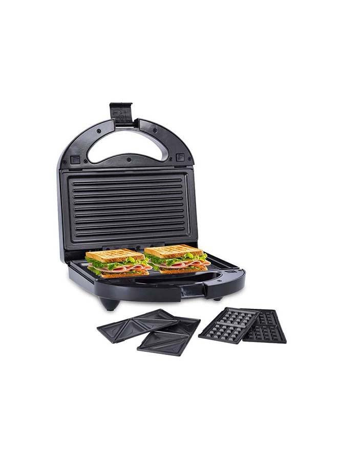 Olsenmark 3 In 1 Multiplate Sandwich Maker 2 Slices 750 W OMSM2428 Black/Silver - Image 1