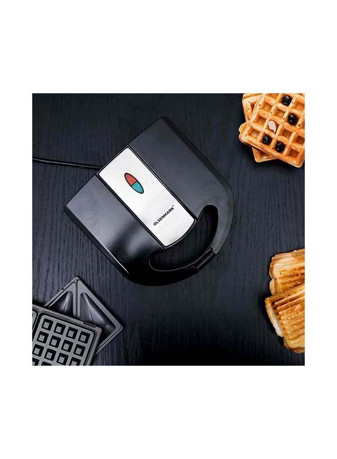 Olsenmark 3 In 1 Multiplate Sandwich Maker 2 Slices 750 W OMSM2428 Black/Silver - Image 2