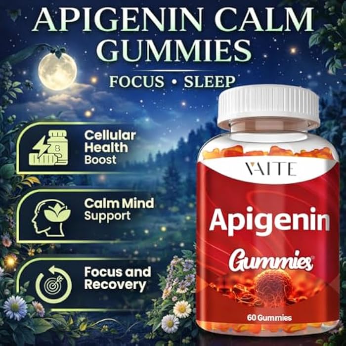 VAITE Apigenin Supplement 150mg - Chamomile Extract Vegan Gummies with Flavonoids, Bioflavonoids & Polyphenols - Plant-Based Relaxation Support - Liposomal Calm Formula - Non-GMO Herbal Mood Balance - Image 2