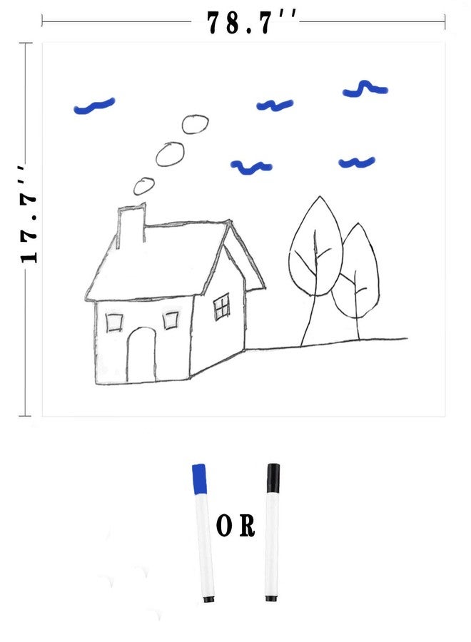 في جيه ورق سبورة بيضاء ذاتية اللصق من كلوريد البولي فينيل، سهلة التقشير واللصق، سبورة بيضاء قابلة للمسح الجاف للفصول الدراسية والتخطيط والمكاتب ورسم الأطفال مع قلم مائي واحد (78.7 بوصة × 17.7 بوصة). - Image 3