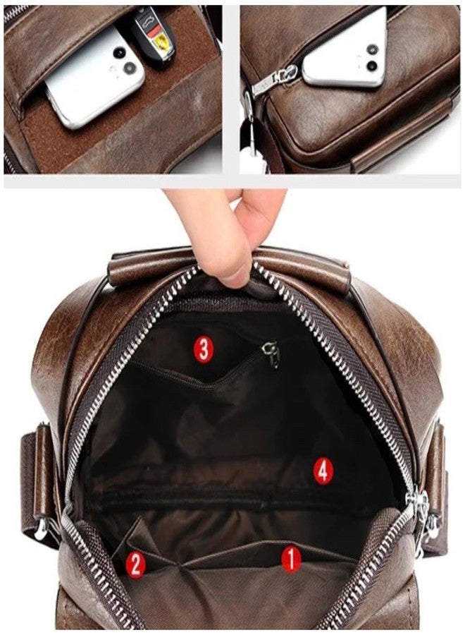 SonaGear Leather Messenger Bag for Men, Stylish Briefcase for work & Office, Crossbody design, sleek leather finish (Dark Brown) - Image 5