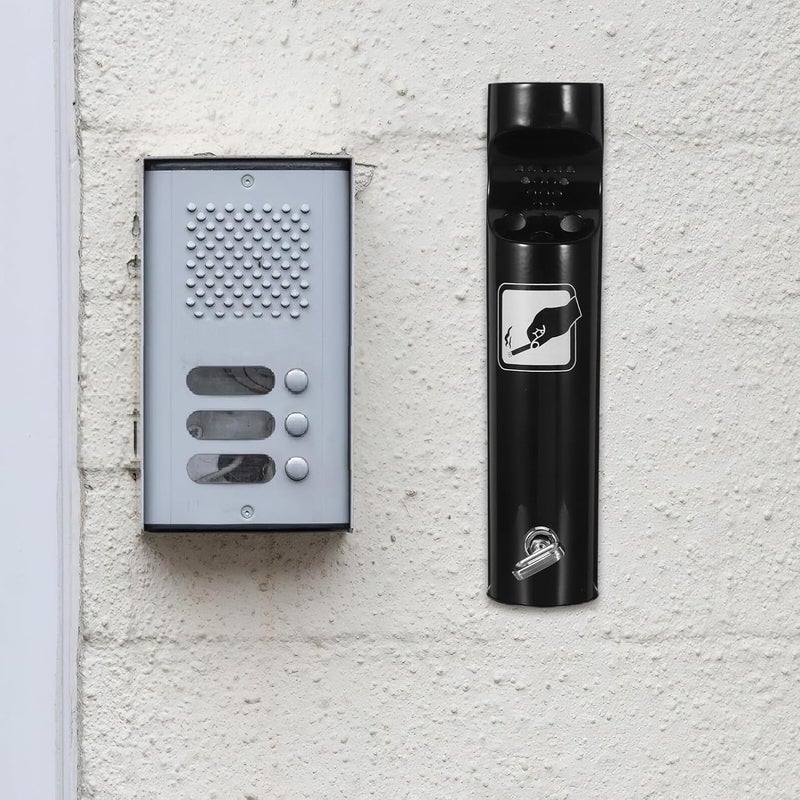 Wall Mounted Outdoor Ashtray Cigarette Butt Disposal Receptacle Stainless Steel Black Smoke Container for Hotels Offices Balconies - Image 3