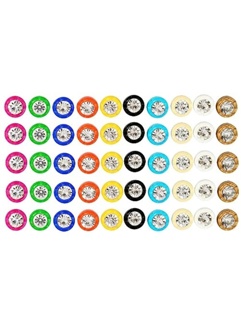 GOELX Goelx Crystal Colorful Buttons Pack of 50-10 Different Colors Combo  - Image 1