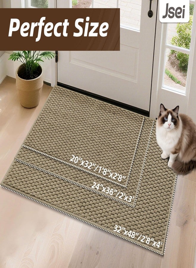 JSEI Dirt Trapper Door Mat 20"x32", Non-Slip Entryway Rugs Doormat Indoor, Washable Absorbent and Stain Resist Welcome Floor Mat for Front Door, Dog Door Mat, Muddy Wet Shoes & Paws, Beige - Image 2