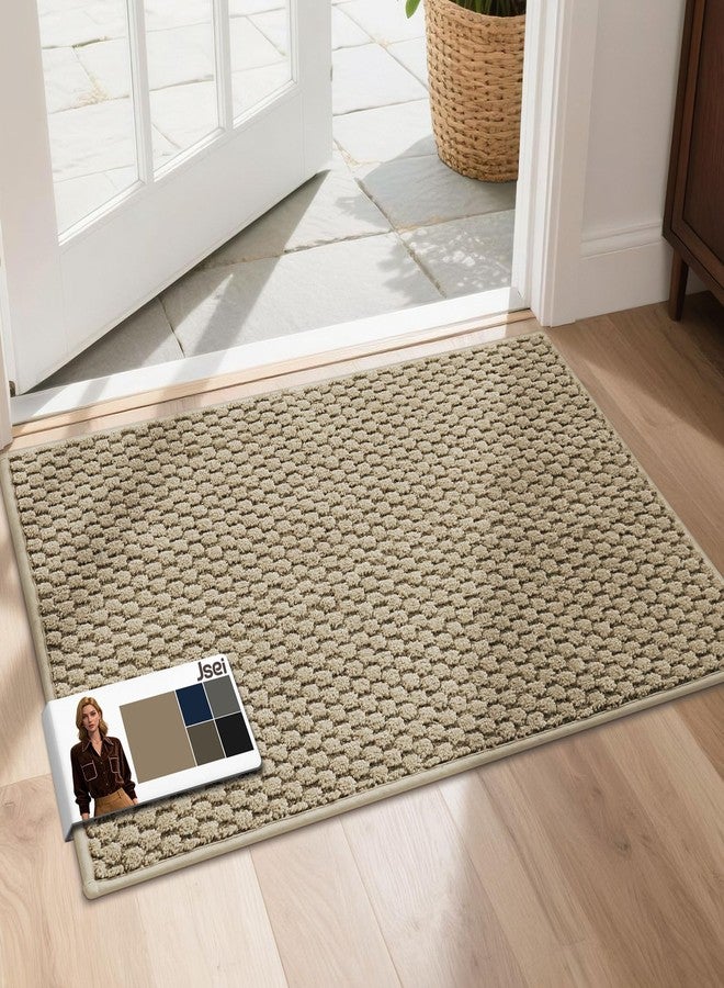 JSEI Dirt Trapper Door Mat 20"x32", Non-Slip Entryway Rugs Doormat Indoor, Washable Absorbent and Stain Resist Welcome Floor Mat for Front Door, Dog Door Mat, Muddy Wet Shoes & Paws, Beige - Image 1
