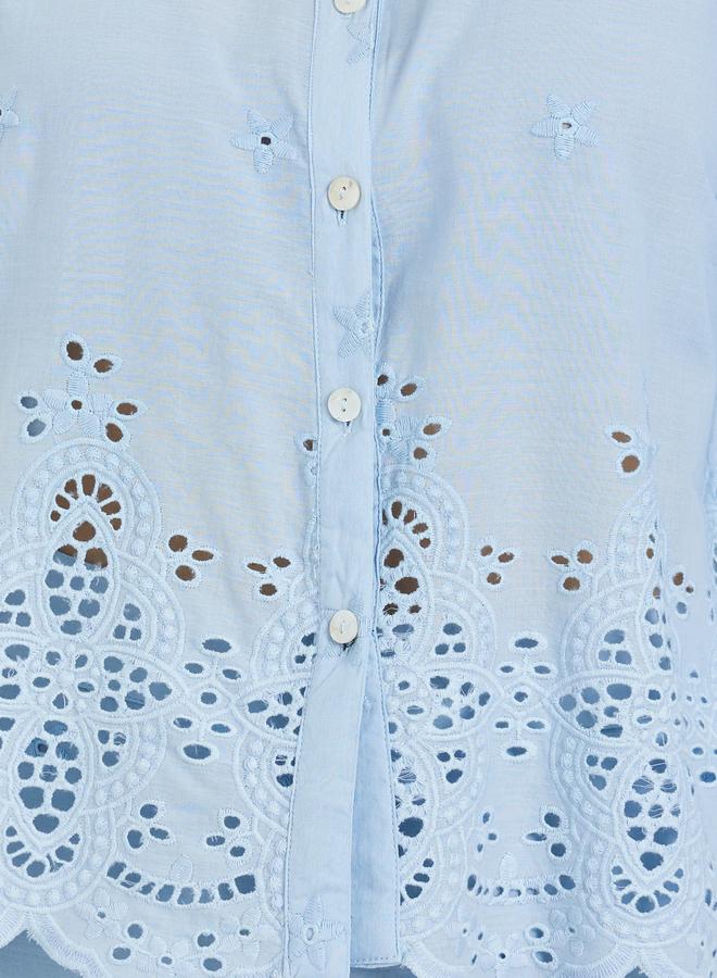 Styli Women Blue Schiffli Long Sleeve Shirt - Image 4