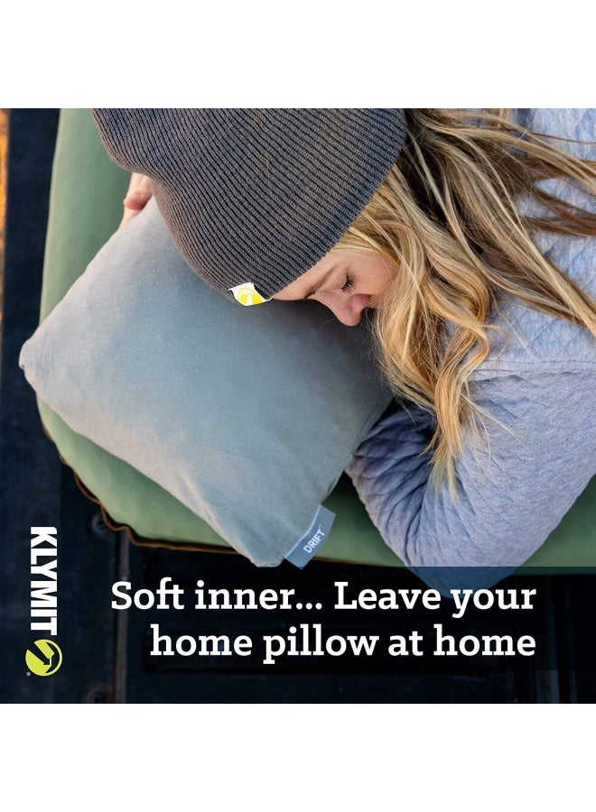 Klymit Drift Camping Pillow Shredded Memory Foam Travel Pillow with Reversible Cover for Outdoor Use Green Regular - Image 3