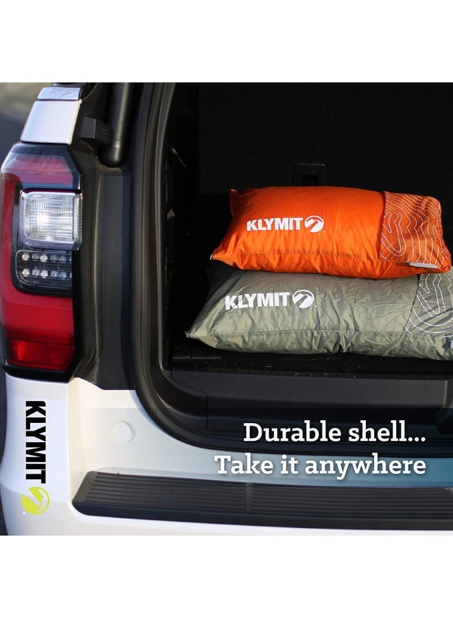 Klymit Drift Camping Pillow Shredded Memory Foam Travel Pillow with Reversible Cover for Outdoor Use Green Regular - Image 5