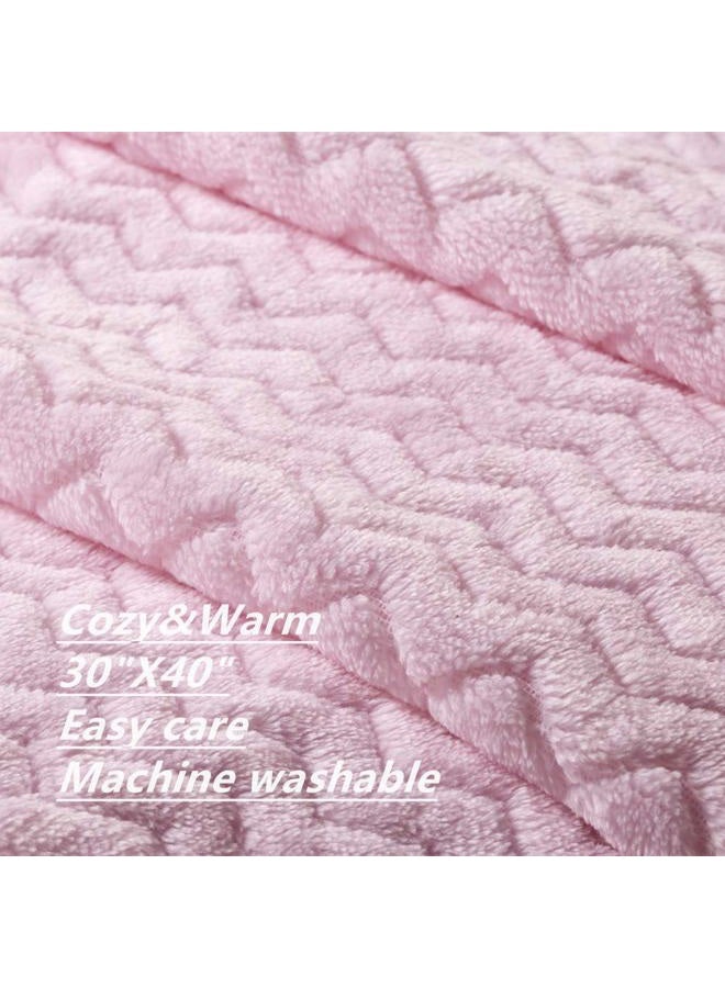 CREVENT 76x102cm Light Cozy Plush Fluffy Warm Fleece Stroller Blanket for Girl Infant Toddler Crib Cot Stroller (Wave Baby Pink) - Image 3