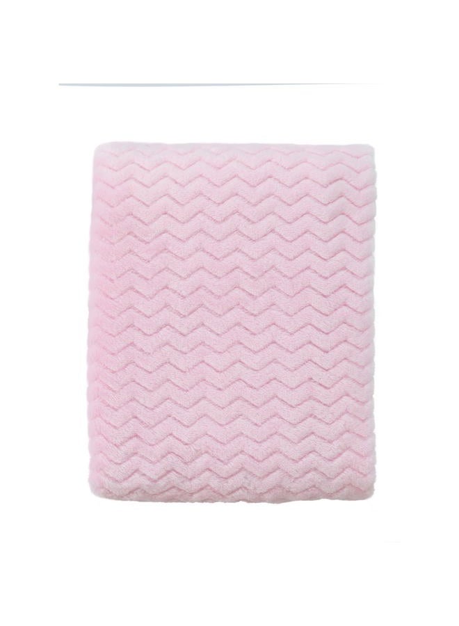 CREVENT 76x102cm Light Cozy Plush Fluffy Warm Fleece Stroller Blanket for Girl Infant Toddler Crib Cot Stroller (Wave Baby Pink) - Image 1
