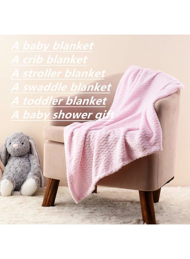 CREVENT 76x102cm Light Cozy Plush Fluffy Warm Fleece Stroller Blanket for Girl Infant Toddler Crib Cot Stroller (Wave Baby Pink) - Image 5