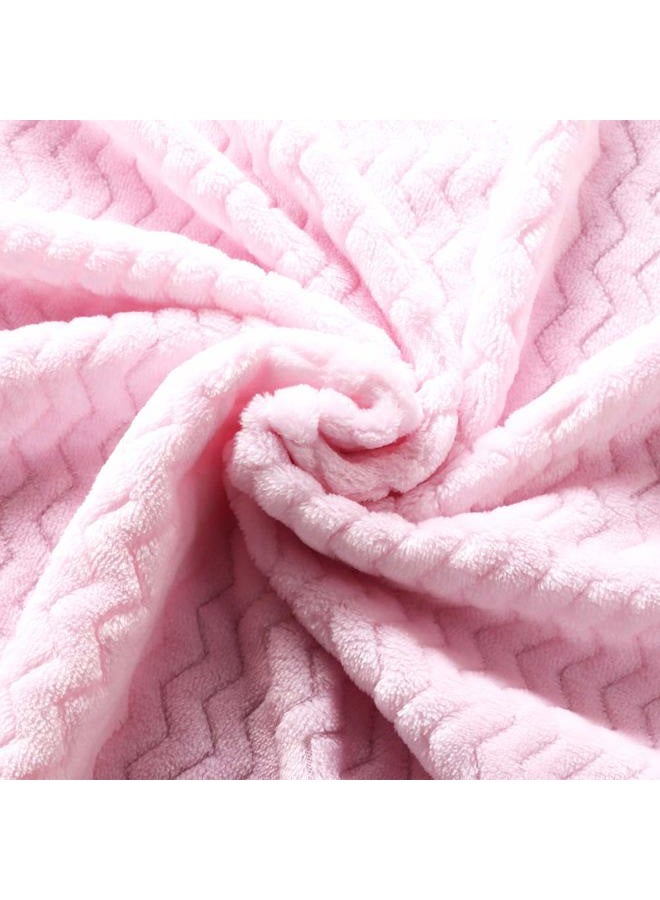 CREVENT 76x102cm Light Cozy Plush Fluffy Warm Fleece Stroller Blanket for Girl Infant Toddler Crib Cot Stroller (Wave Baby Pink) - Image 4