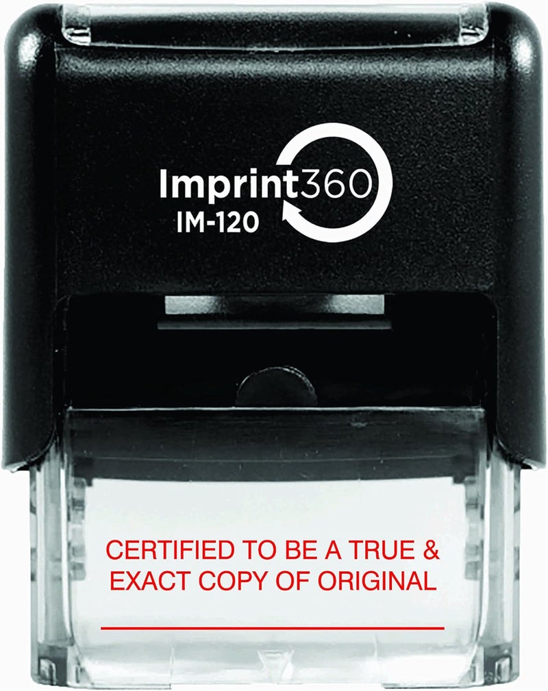 Supply360 AS-IMP1047 - معتمد ليكون نسخة حقيقية ودقيقة من الأصل مع خط التوقيع، ختم مطاطي ذاتي الحبر بجودة تجارية عالية التحمل، حبر أحمر، حجم الانطباع 9/16 × 1-1/2 بوصة - Image 1
