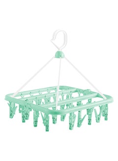 MARGOUN Clip and Drip Hanger with 32 Clips Plastic Hook Portable Drying Rack Baby Clothes Hanger Travel Accessories for Socks Bras Lingerie Towels Underwear Gloves Green  - Image 1
