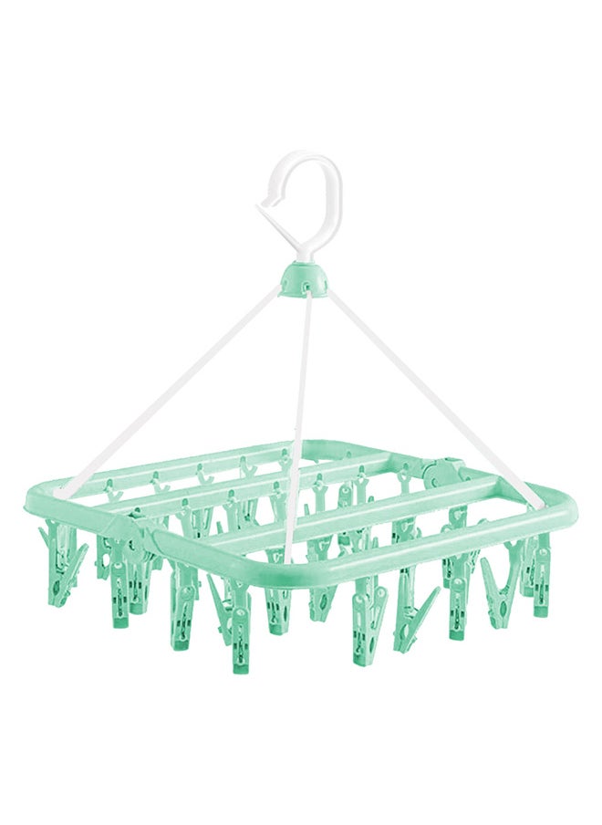 MARGOUN Clip and Drip Hanger with 32 Clips Plastic Hook Portable Drying Rack Baby Clothes Hanger Travel Accessories for Socks Bras Lingerie Towels Underwear Gloves Green  - Image 1
