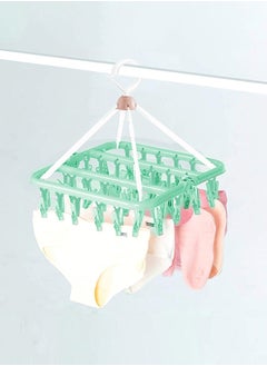 Clip and Drip Hanger with 32 Clips Plastic Hook Portable Drying Rack Baby Clothes Hanger Travel Accessories for Socks Bras Lingerie Towels Underwear Gloves Green - pzsku/ZDF91570676DA6466BF97Z/45/_/1708492861/e5f032d7-9526-48ac-b68d-1358251f464c