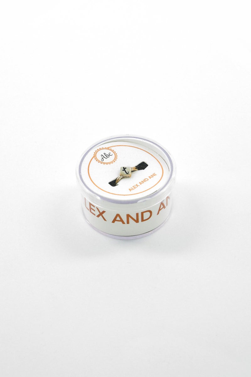 ALEX AND ANI Women Initial T Adjustable Ring, Silver  - Image 3