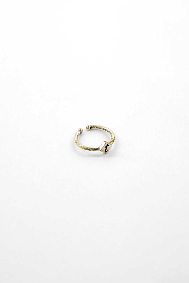 ALEX AND ANI Women Initial T Adjustable Ring, Silver  - Image 1