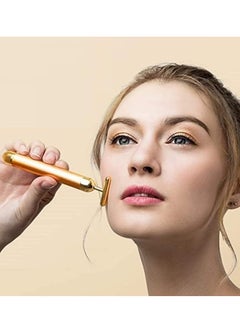 Generic 24K Gold Electric Vibration Beauty Bar Massager - T-Shaped Facial Roller  - Image 1
