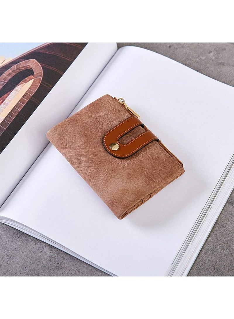 SOLARAE Wallet, Women's Rfid Small Bifold Leather Wallet Ladies Mini Zipper Coin Purse id card Pocket, Slim Compact Thin (Brown) - Image 5