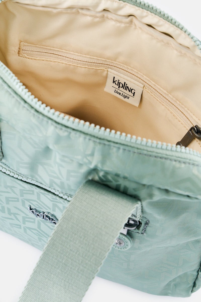 kipling Women Brand Logo Handbag, Sage Green - Image 3